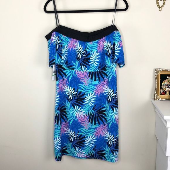 Laundry Tropical Print Off-Shoulder Dress NWT - Picture 4 of 7